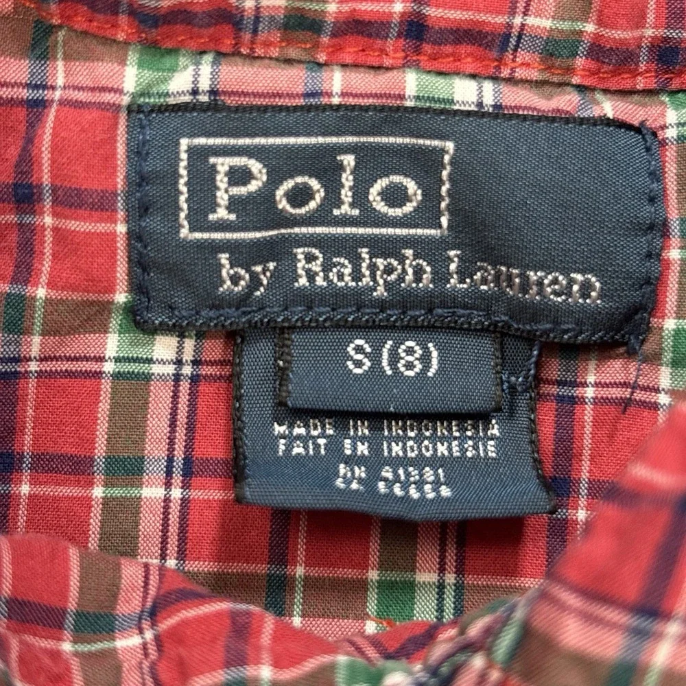 Vintage Polo Ralph Lauren Boys Small (8) Western Plaid Pearl Snap Long Sleeve
